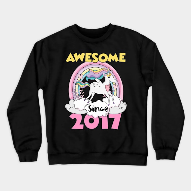 Cute Awesome Unicorn 2017 Funny Gift Pink Crewneck Sweatshirt by saugiohoc994